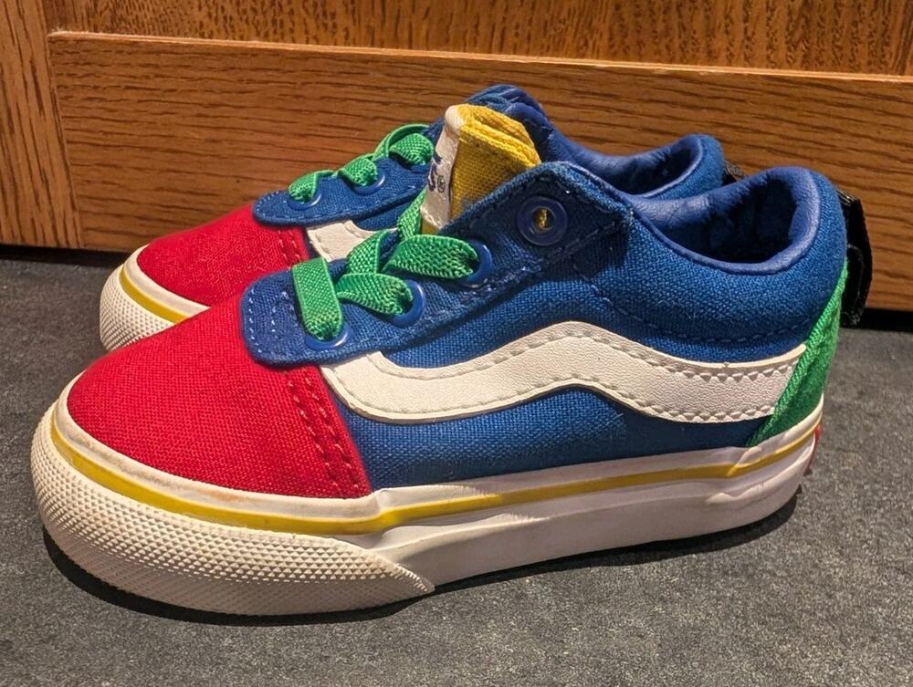 Vans Old Skool Colorblock Kids Sneakers Red Blue Green Yellow Infant Sz 5